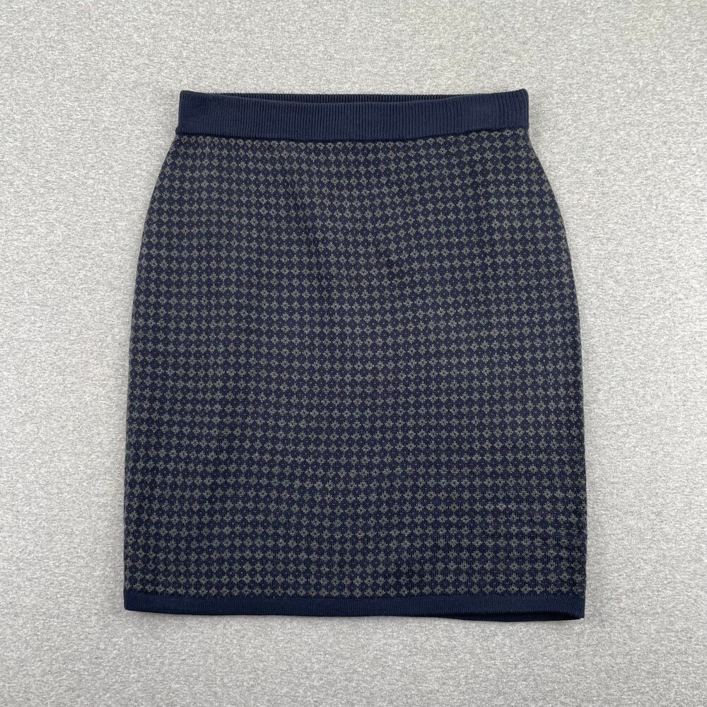 Y2K The Limited Knit Mini Skirt Size M Navy Blue Gray Checkered Academia Preppy
